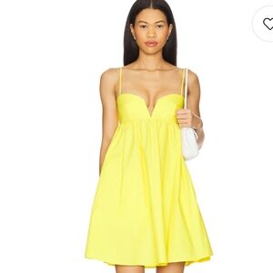 Susan Monaco Poplin Lace Up Back V Wire Dress in Lemon...Size Large